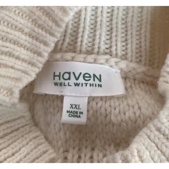 Haven Well Within Womens XXL Cream Mock Neck Sweater  Wool & Cashmere blend - Picture 5 of 6